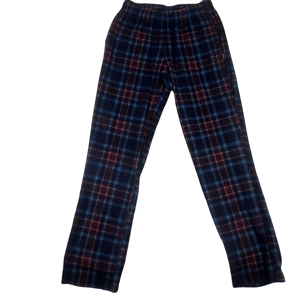 Eddie Bauer Womens XS Plaid Pajama Pants Blue Purple Pink Fleece Lounge Pockets